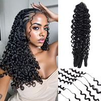 Extensions de cheveux humains bouclés birmans pré-séparés pour crochet, avec nœuds invisibles miracle, effet plume