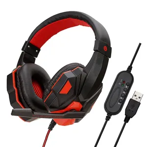 Antarmuka USB Headband Elektronik Olahraga Headphone Kabel Komputer PS4 Konsol Laptop Gaming Headset dengan MIC