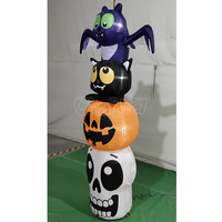 Décoration gonflable empilable d'Halloween de 2,1 mètres : Modèle gonflable empilable d'Halloween avec fantôme, chat noir et citrouille pour l'extérieur