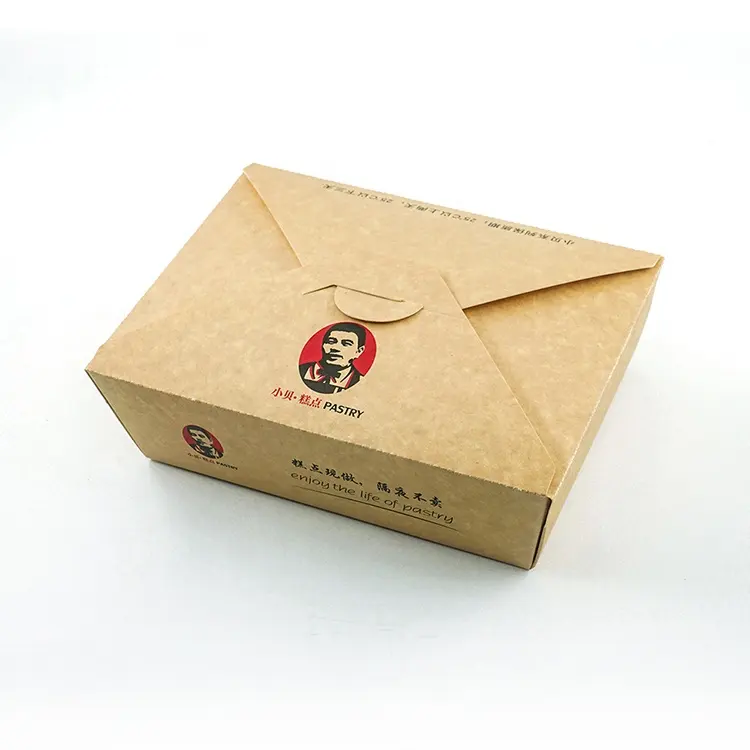Supplier wholesale unique takeaway food packaging lunch boxes kraft paper folding box