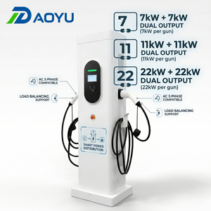 Borne de Recharge Double pour Véhicules Électriques 11kW 22kW sur Pied, Type 2 GBT Type 1, OCPP 1.6J, Station Intelligente avec Application pour Recharge Simultanée Double - Product Image 1