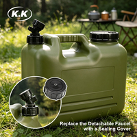 Kawagebo Kamp (KK) Conteneurs de stockage d'eau en HDPE sans BPA de 4 gallons, bidon d'eau avec robinet pour le camping en plein air, les pique-niques