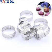 Moule à tartelettes en acier inoxydable, Mini anneau à tarte, coupe-cercle, à Mousse, de gâteau perforé, résistant à la chaleur