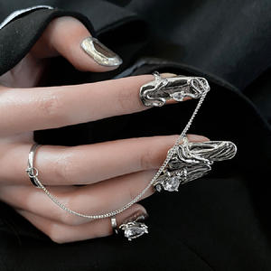 Anillos de Uñas Metálicos 3D con Pedrería, Decorativos, Brillantes, Parte Posterior Plana, Sin Fijación en Caliente, Juego de Anillos Abiertos para Decoración de Uñas - Product Image 5