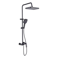 Système de douche OEM multifonctionnel noir mat en aluminium avec mitigeur céramique eau chaude/froide et barre coulissante pour hôtels et villas