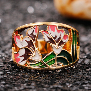 Anello con motivo smaltato in stile bohémien per donna, gioielli da dito ispirati all'hip hop - Product Image 4