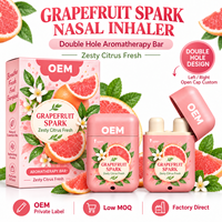Inhalateur Nasal Double Orifice à l'Arôme de Pamplemousse et Citron, Marque Privée, Aromathérapie, Vente en Gros OEM, Fournisseur d'Emballages Personnalisés