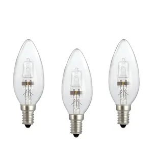 Lampe bougie en verre transparent CE RoHS C35 18W 28W 42W 53W 230V E14 E27 ampoule halogène ECO à économie d'énergie pour l'éclairage intérieur