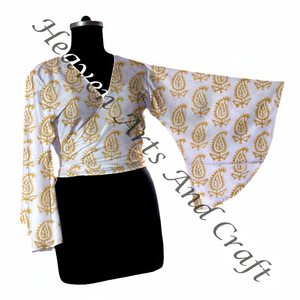Hermosa blusa informal de algodón con estampado de bloque de algodón para mujer - Product Image 1