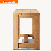 Table console en teck d'extérieur, moderne et durable, avec étagère ouverte, pour villa, cour, jardin, parc, hôtel, usage commercial