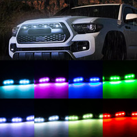 Feu de signalisation central à LED RGB RCJ pour voiture, 12V 6W, étanche IP68, universel pour la décoration de calandre automobile et comme feu antibrouillard diurne