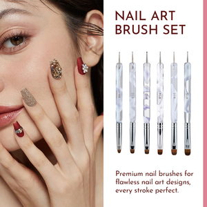 Ensemble de pinceaux à ongles en gel à double extrémité personnalisé 2 en 1, motif marbré, poils en nylon pour la manucure en salon - Product Image 5