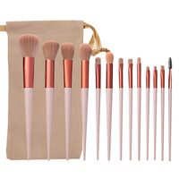 Juego de 13 Brochas de Maquillaje al por Mayor de Fábrica, Brochas Profesionales para Sombras de Ojos con Bolsa de Almacenamiento