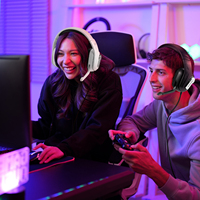 Casque de jeu filaire avec micro 3,5 mm, lumière RGB, suppression du bruit, son surround, basses profondes, étanche IPX-5, contrôle tactile pour PC PS5
