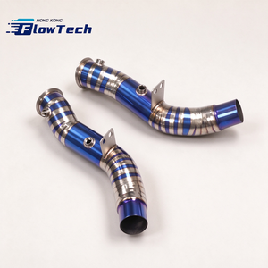 ชุดท่อลง FlowTech ไทเทเนียม สีฟ้าเบิร์น สำหรับ Alfa Romeo Giulia 2.9T V6 แบบยึดติดโดยตรง - Product Image 5