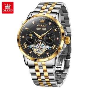 โอเลฟส์ สเกเลตันนาฬิกาข้อมือผู้ชายอเนกประสงค์อัตโนมัติหรูหรานาฬิกาข้อมือสำหรับชายกันน้ำสายสแตนเลส 6691 - Product Image 3