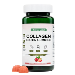 Gummies de beauté au collagène en gros, 60 unités, avec biotine et vitamines essentielles pour les cheveux, la peau et les ongles, prix d'usine compétitif - Product Image 1