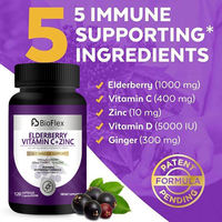 OEM Private Label Zwarte Vlierbes Vitamine C Zink Capsules 5-in-1 Immuunondersteunende Supplement Vitamine D3 Gember Veganistisch Volwassenen 120 stuks