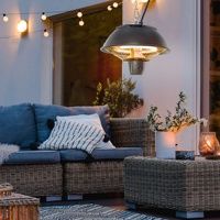 Chauffage électrique extérieur pour hôtel et terrasse, 1500W, étanche, avec protection anti-renversement, commande mécanique et éclairage