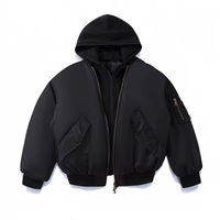 Blouson aviateur noir personnalisé de haute qualité pour hommes col montant surdimensionné en satin de course fermeture éclair Streetwear pour le service d'hiver OEM