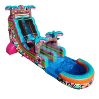 Toboggan gonflable à une voie Aloha Splash (Hibiscus Hawaïen) de 18 pieds, certifié PANJ (Splash Pad), en PVC, installation facile