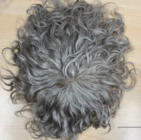 Top qualité vrais cheveux humains toupet bouclés naturels sel et poivre #1b80 remplacement de cheveux humains gris 8x10 toupet en dentelle complète pour les hommes