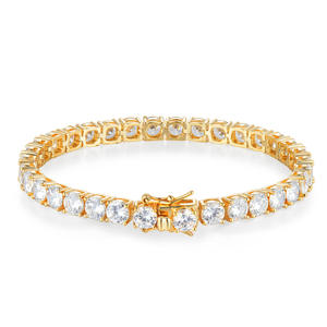 ファティングナ スターリングブラス テニスブレスレット 3mm 4mm 5mm ヒップホップジュエリー ロジウムメッキ ダイヤモンドテニスブレスレット ネックレス - Product Image 3