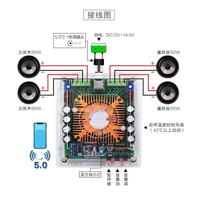 Xh-a373k Automotive Grade BT5.0 Audio Amplifier Board TDA7850 Power 4*50W Carton Quality Picture CAR AMPLIFIER Original Brand