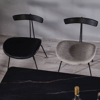 Chaise de salle à manger en fer forgé de style industriel nordique, luxe léger, revêtement en cuir, design multifonctionnel pour la maison et les restaurants