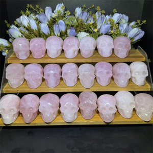 Vente en gros d'énergie de guérison naturelle sculpture en cristal de quartz rose crânes de 2 pouces pour la méditation - Product Image 1
