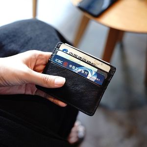 Nuovo portafoglio semplice in pelle per carte di credito e carte bancarie con Design rugoso lavato da uomo e da donna - Product Image 3