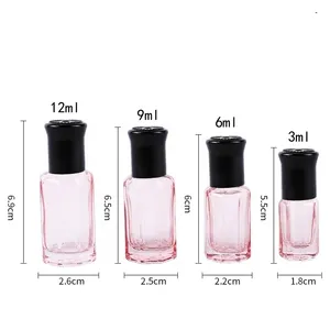 Refillable Octagon 3ml 6ml 9ml 12ml rõ ràng màu kính Lăn chai với nắp khác nhau