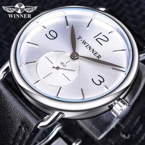 Relojes Mecánicos Blancos de Moda Winner 2019, Relojes de Pulsera Mecánicos para Hombre, Marca de Lujo, Diseño con Subesfera de Cuero Genuino - Product Image 1