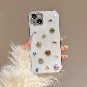 Custodia cuore diamante di lusso per <span class=keywords><strong>IPhone</strong></span> 16 15 14 <span class=keywords><strong>Pro</strong></span> <span class=keywords><strong>Max</strong></span> <span class=keywords><strong>13</strong></span> 12 11 placcatura goccia incollatura TPU Mobile Cover posteriore della <span class=keywords><strong>fotocamera</strong></span> - Product Image 1