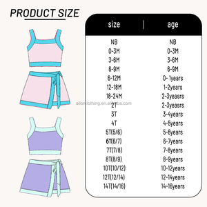 Girls Tennis Outfit <b>Kids</b> Gym Set Sleeveless <b>Crop</b> <b>Top</b> Skirt Set Built in Shorts for Dance Pe Custom Size - Product Image 5