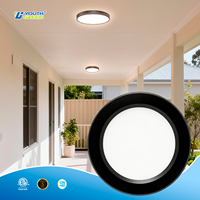 Plafonnier LED moderne noir à montage en surface, 5 pouces, 6W, 3 CCT sélectionnables, 600LM, fin, étanche IP44, dimmable pour la maison et le bureau