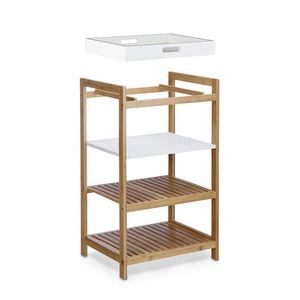 Modern Multifunctional Easy Assembly Home <b>Organizer</b> Space-Saving 4 Tier Bamboo Bathroom <b>Shelves</b> Ladder <b>Shelf</b> with Removable Tray - Product Image 3