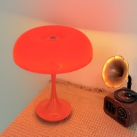 Lampe de Table Tactile Design Champignon Moderne pour Chambre/Bureau, Alimentée par Batterie, 3 Températures de Couleur, Luminosité Réglable, en Plastique, Décoration Intérieure