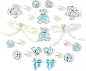 Breloques de chaussures en perles scintillantes pour sandales sabots, accessoires en perles motif ours et fleur pour femmes, breloques de décoration de chaussures DIY pour filles - Product Image 1