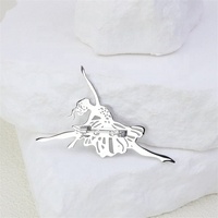 Yiwu Aceon acier inoxydable jolie fille danse geste danse troupe Logo signe coupe personnalisée creux Ballet fille broche