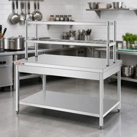 Gastronomie-Arbeitsstation für Hotels und Restaurants, Gewerbliche Qualität, 304 201 Edelstahl-Arbeitstisch mit Regal, 500kg/m Tragfähigkeit