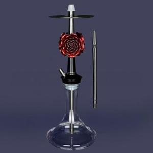 Cachimba Árabe de Lujo con Diseño Curvo, Acabado Espejo, Alta Calidad, de Acero Inoxidable con una Sola Manguera <span class=keywords><strong>y</strong></span> Patrón de Rosas - Product Image 1