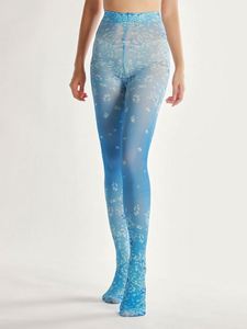 Collants érotiques blancs à imprimé floral bleu, à découpes, pour enfants, avec images lesbiennes, pour la vente en gros - Product Image 2