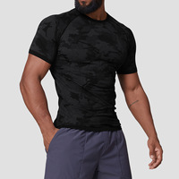 Maglietta da Palestra Senza Cuciture per Uomo - Top da Allenamento a Maniche Corte Traspirante e ad Asciugatura Rapida, T-Shirt Elasticizzata a Compressione
