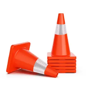 Özel Logo turuncu emniyet konileri 700mm PVC renkli trafik konileri yansıtıcı şerit