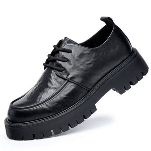Men's Genuine Leather Casual <b>Shoes</b> British Business Style Large Size Slip-On Spring Breathable Thick-<b>Soled</b> Rubber Outsole Back - Product Image 5