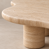 JIAMEIJIA FURNITURE Table basse moderne décorative en forme de nuage, effet travertin, avec trois pieds en colonne