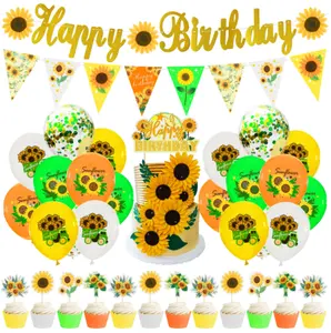 向日葵主题生日派对气球横幅花环，带婴儿淋浴节日活动派对装饰用品蛋糕配料