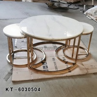 Ensemble de tables basses modernes de luxe nordique, cadre en acier inoxydable, plateau en marbre, 3 pièces, tables basses gigognes pour salon