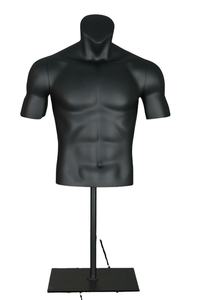 블랙 플라스틱 반 몸 근육질 보디 빌더 스포츠 의류 남성 여성 마네킹 몸통 스탠드 - Product Image 2